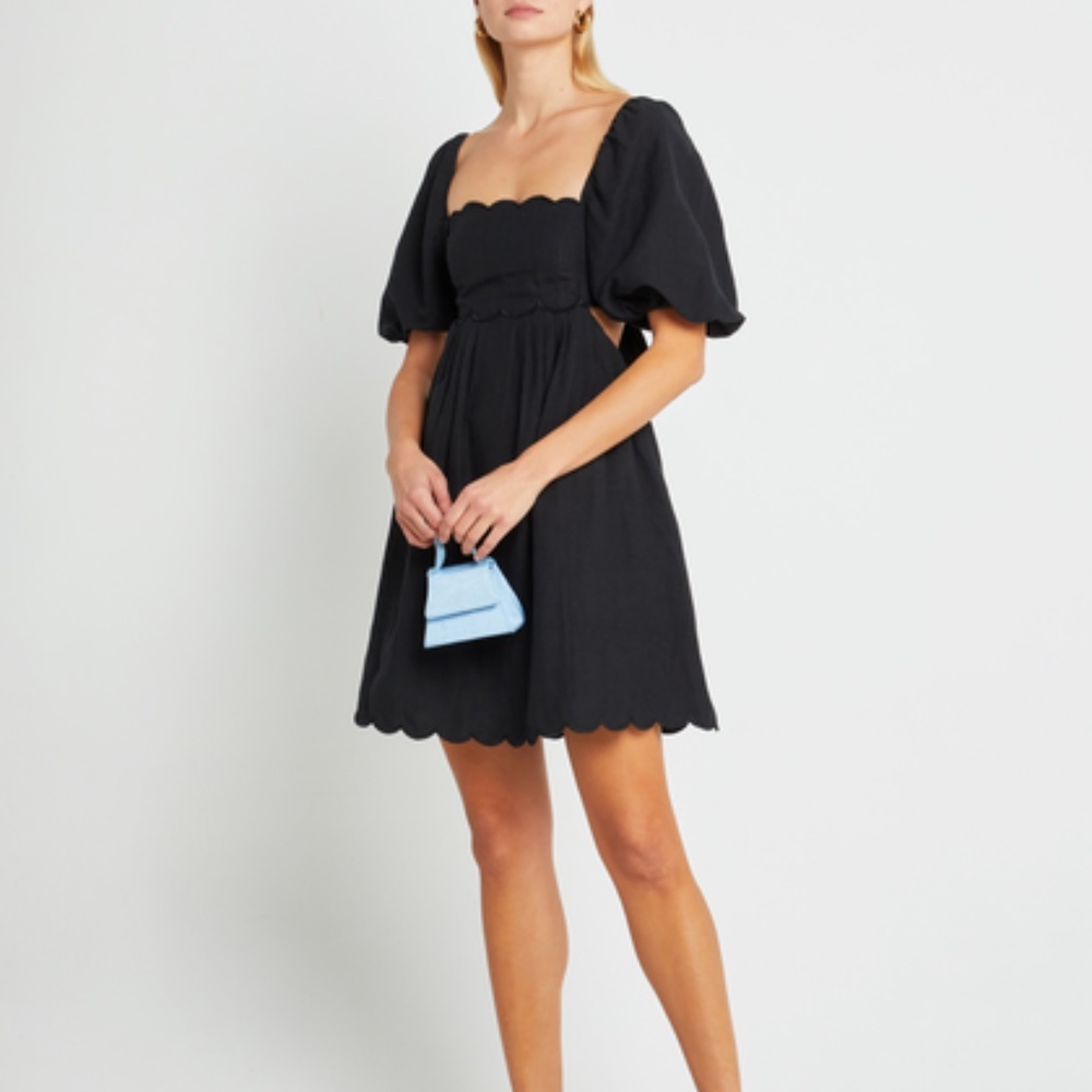 Few Moda O.P.T. April Dress Black Size M Scalloped Tie Back